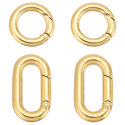4 шт. 2 стили ионное покрытие (IP) 304 пружинные затворные кольца из нержавеющей стали, круглое кольцо и овальное