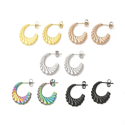 304 Stainless Steel Croissant Stud Earrings, Half Hoop Earrings for Women, Ion Plating(IP)