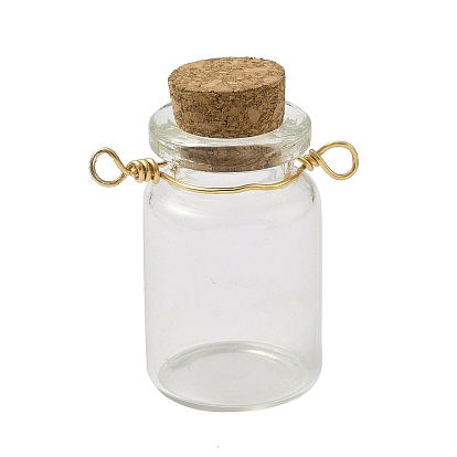 Подвески-соединители для бутылок из прозрачной стеклянной пробки, звенья для бутылок желаний с двойными петлями из медной проволоки