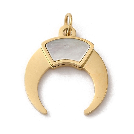 304 Stainless Steel with Shell Moon Charms