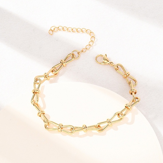 304 женские браслеты-цепочки с бантиком из нержавеющей стали, ионное покрытие (ip)