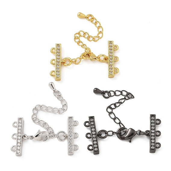 Стойка покрытие латунь микропаве кубический цирконий удлинитель цепи, застежки для ожерелья, с 3-образными 6-образными концами шнура и застежкой-карабином, долговечный, без кадмия и без свинца