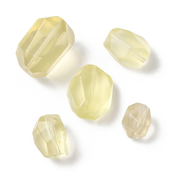 Натуральные бусины из лимонного кварца (нагретые)., самородки, граненые