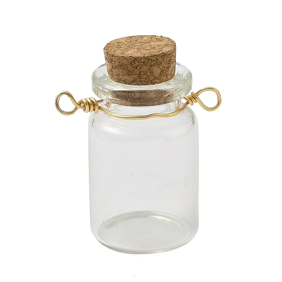 Подвески-соединители для бутылок из прозрачной стеклянной пробки, звенья для бутылок желаний с двойными петлями из медной проволоки