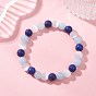 Браслеты из окрашенного натурального кварца и кунжутной яшмы, эластичные, для женщин и мужчин., круглые