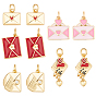 10шт. 5 стили, подвески из латуни с гальваническим покрытием и соединительным кольцом, с эмалью/кубическим цирконием