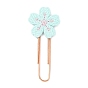 Polyester Embroidered Flower Bookmarks, Rose Golden Iron Paper Clips