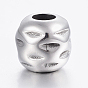 304 Stainless Steel European Beads, Large Hole Beads, Carved Barrel