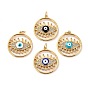 Латунные микро проложить кубического циркония подвески, с эмалью, долговечный, без кадмия и без свинца, реальный 18 k позолоченный, плоские круглые с сглаза