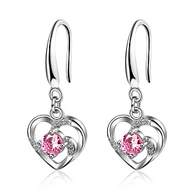 Heart-shaped earrings with short hooks, fashionable and personalized.