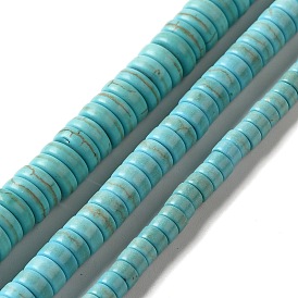 Brins de perles synthétiques teintes en turquoise, perles heishi, Plat rond / disque
