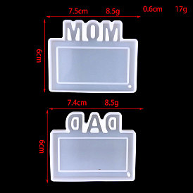Силиконовые формы для подвесок ко Дню матери/Дню отца, Прямоугольный брелок с подвеской, формы для литья из смолы