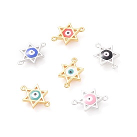 Brass Enamel Links/Connectors, for Jewish, Star of David with Evil Eye