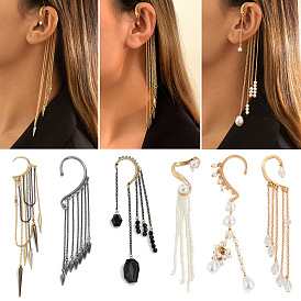 Fashionable Punk Rivet Ear Cuff with Pearl Tassel - Unique and Trendy