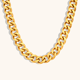 Bold 13mm Cuban Link Stainless Steel Gold Plated Necklace Jewelry