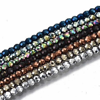 Electroplate Non-magnetic Synthetic Hematite Beads Strands, Round, Faceted