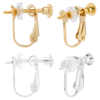 16 шт. 2 цвета детали клипс из латуни, без кадмия и без свинца, за половину пробурено бисера, с 20 силиконовыми подушечками