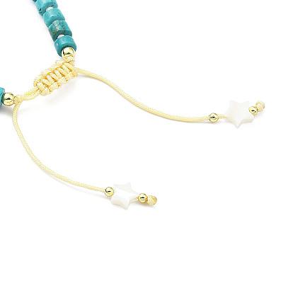 Adjustable Natural Mixed Gemstone & Shell & Brass Braided Beaded Bracelet for Women