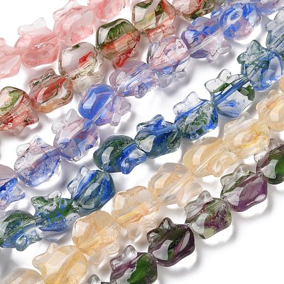 Inner Flower Handmade Lampwork Beads Strands, Apple