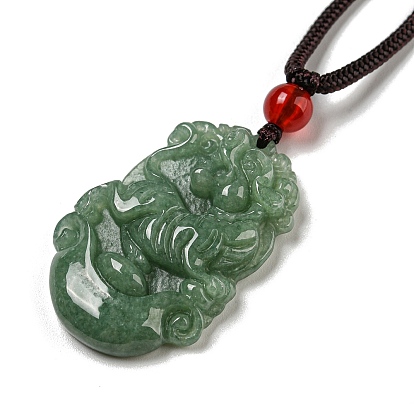 Ожерелья с подвесками из натурального жадеита, с бусинкой из смолы и восковой веревкой, 12 китайский зодиак