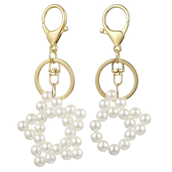 2шт. акриловый искусственный жемчуг брелок-подвеска в виде звезды и головы кошки, с застежками из железа и сплава