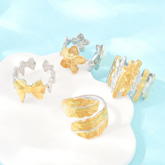 304 открытые кольца манжеты из нержавеющей стали, ионное покрытие (ip), золотые и нержавеющая сталь цвет