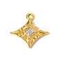 304 Подвески из нержавеющей стали, инкрустированные прозрачными кубическими циркониями, звезда очарование, ионное покрытие (ip), реальный 18 k позолоченный
