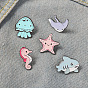 Adorable Ocean Animal Brooch Set - Octopus and Starfish Alloy Pins