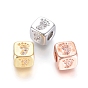 Brass Beads, with Micro Pave Cubic Zirconia, Cube with Baby Footprint
