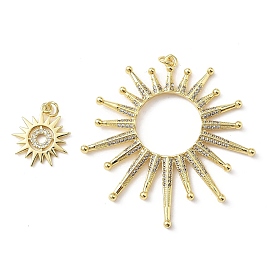 Латунные микропаве прозрачные подвески с фианитом, солнце, без свинца и без кадмия, долговечный, стойки покрытие, с целью перехода в кольце