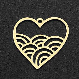 Ion Plating(IP) 201 Stainless Steel Pendants, Laser Cut, Heart with Rainbow