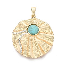 Большие подвески из текстурированного сплава и смолы, плоско-круглые, со стразами, без кадмия и без свинца, стойки покрытие