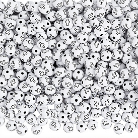 600 непрозрачные акриловые бусины, круглые с крестом