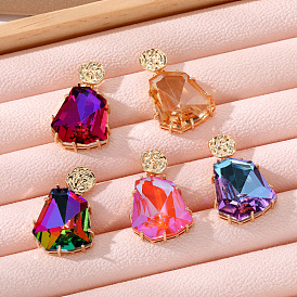 Fashion Crystal Earrings Irregular Glass AB Color Tea Crystal Ear Drops - Girl's Accessories.