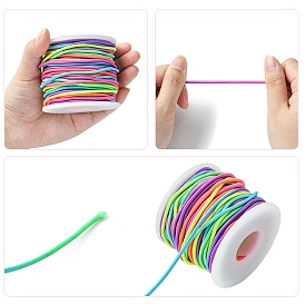 25M Segment Dyed Round Elastic Cord, Rainbow Color Elastic Cord for Jewelry Making