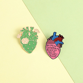 Heart-shaped Alloy Brooch Pin for Clothing, Bags and Accessories with Enamel Coating
