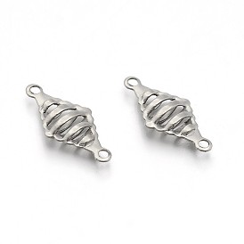 304 Stainless Steel Hollow Rhombus Links Connectors, 6x12x2.5mm, Hole: 1mm