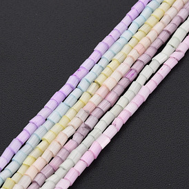 Glass Silk Stain Style Beads Strands, Tube