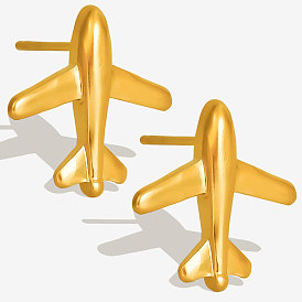 304 серьги-гвоздики из нержавеющей стали в виде мультяшных самолетов, уникальный дизайн мода