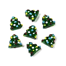 Handmade Lampwork Beads, Christmas Tree, Bumpy