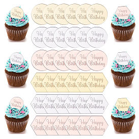 CRASPIRE 36Pcs 6 Style Acrylic Cake Toppers, Insert Card Decoration, for Birthday Cake Decoration, Flat Round and Hexagon with Word Happy Birthday