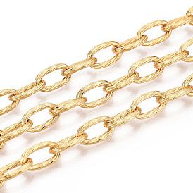 Латунные кабельные цепи, несварные, с катушкой, текстурированный овал