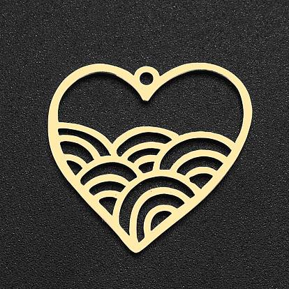 Ion Plating(IP) 201 Stainless Steel Pendants, Laser Cut, Heart with Rainbow