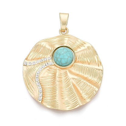 Большие подвески из текстурированного сплава и смолы, плоско-круглые, со стразами, без кадмия и без свинца, стойки покрытие