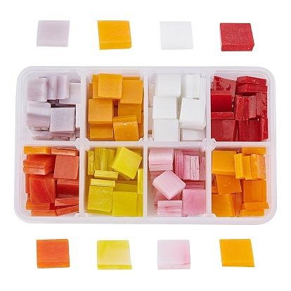 Cabochons en verre opaque, carreaux de mosaïque, pour la décoration de la maison ou le bricolage, carrée
