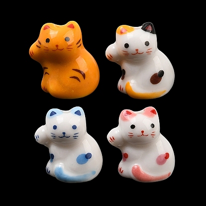Handmade Porcelain Beads, Bright Glazed Porcelain, Cat Shape