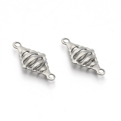 304 Stainless Steel Hollow Rhombus Links Connectors, 6x12x2.5mm, Hole: 1mm