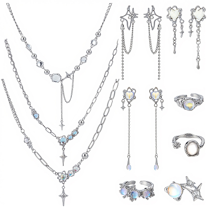 Jewelry Sets, including Alloy & Resin Cuff Rings, Alloy Necklaces & Earrings