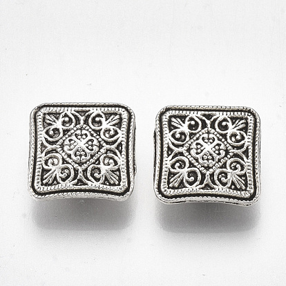 Tibetan Style Alloy Shank Buttons, Cadmium Free & Lead Free, Square
