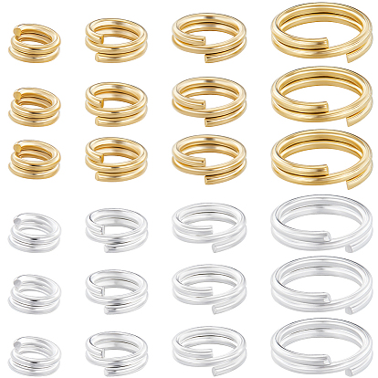 160шт 8 стили латунные разрезные кольца, без свинца и без кадмия, кольца с двойной петлей